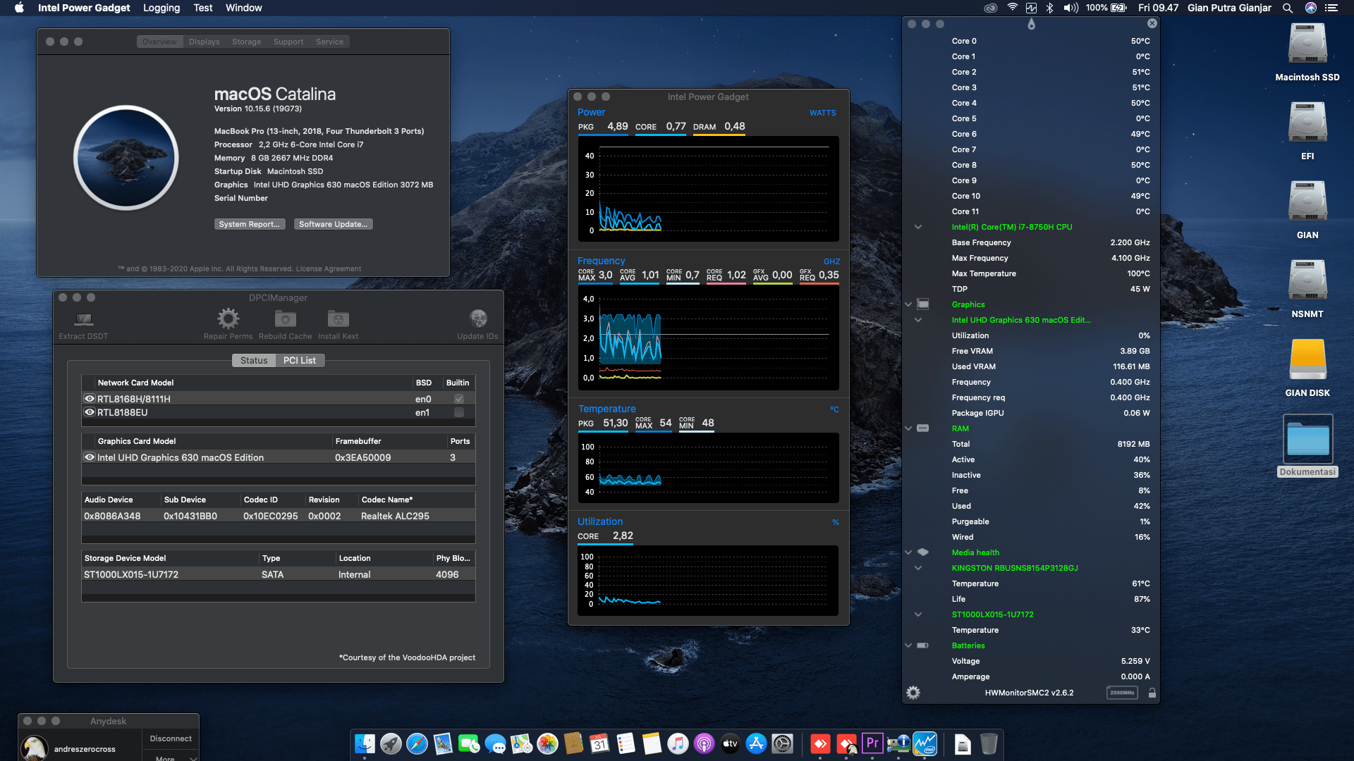 Success Hackintosh macOS Mojave 10.14.6 Build 18G103 at Asus ROG GL503GE-EN129T